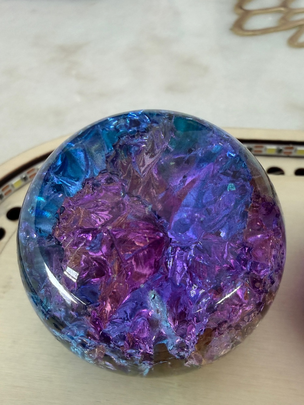 Rainbow Crackle Sphere Aura Crystal Ball approx50mm Inner Transformation Healing